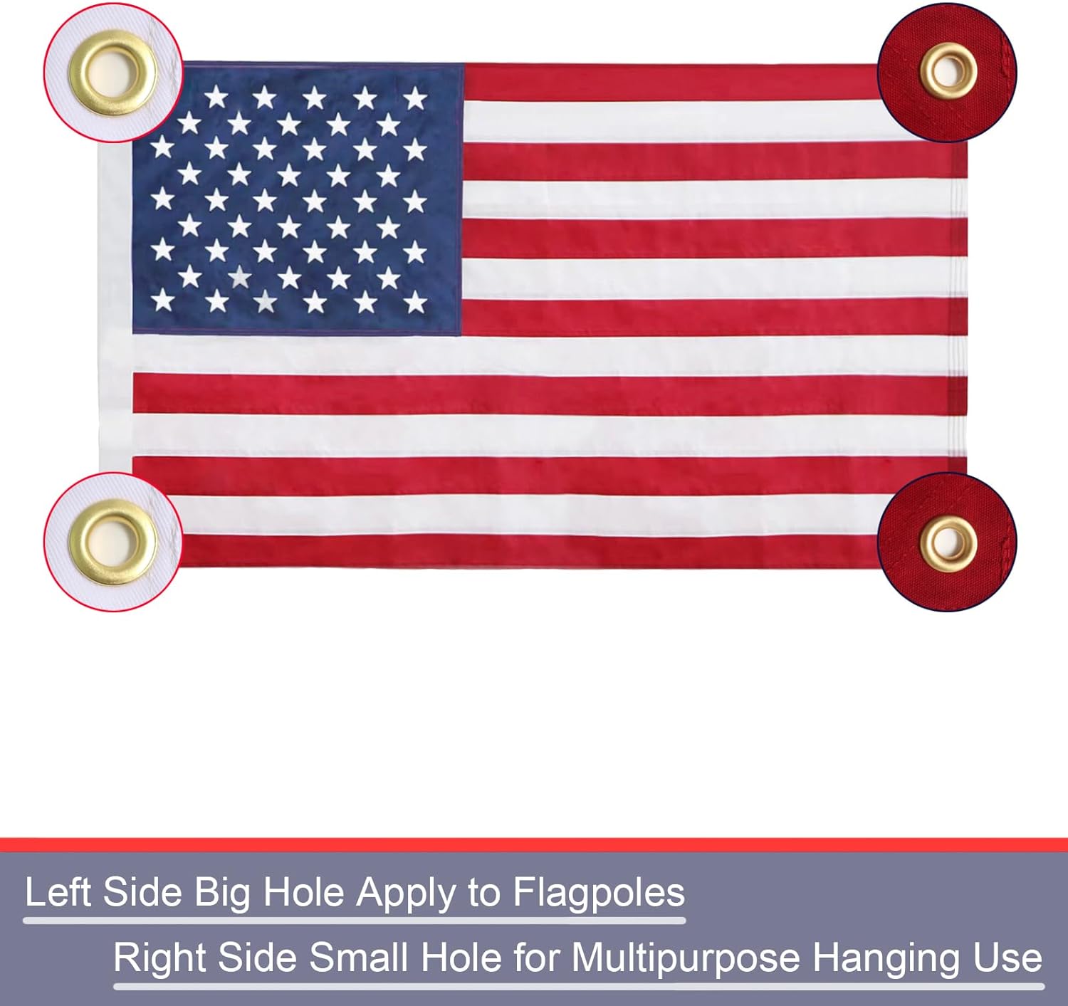 American Flag 4x6 Ft, 4 Brass Grommets for Outdoor/Indoor USA Flag, TearProof Polyester, Heavy Duty Durable Outside US Flags, Embroidered Stars, Sewn Stripes, Hanging Indoor/Room/Wall American Flags