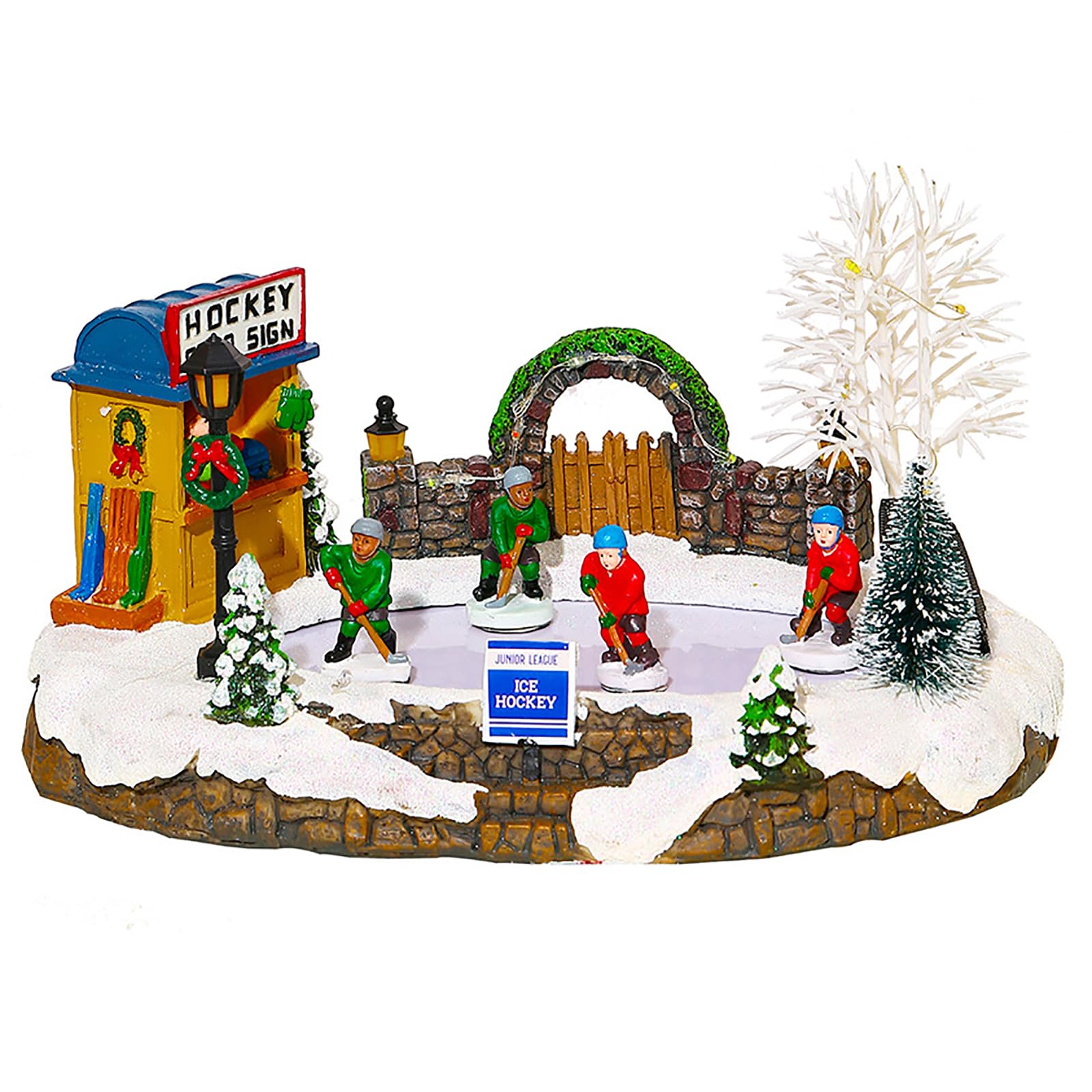 Casa De Nieve con Iluminación Navideña, Pueblo De Nieve Navideño con Estanque De Patinaje Y 4 Patinadores En Movimiento, Música Navideña Clásica, para Decoraciones Navideñas, Exhibición