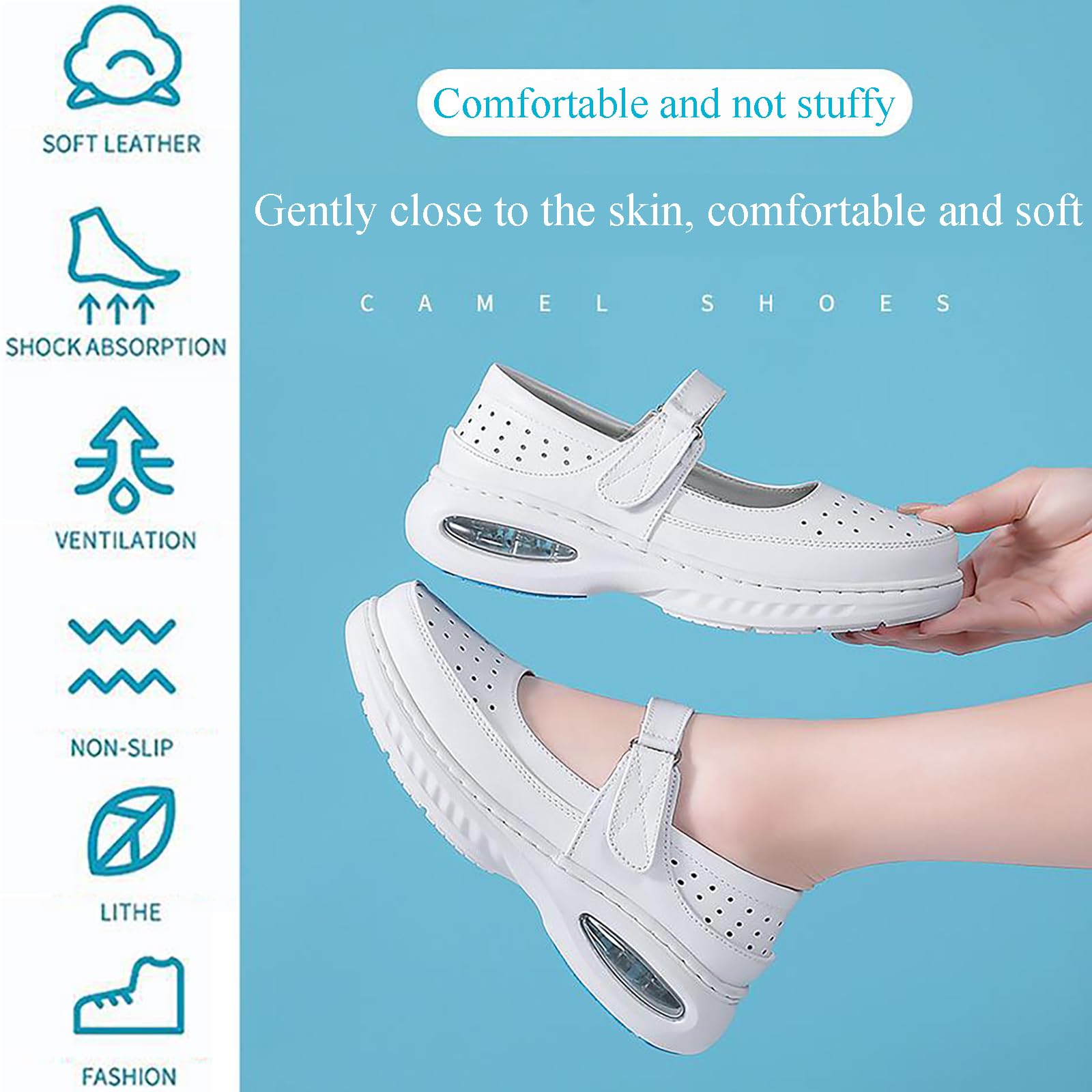 Zapatos de Trabajo para Mujer - Zapatos médicos Transpirables de EVA con Suela Suave y Suela Gruesa - Zapatos de Trabajo Ligeros y cómodos, Ideales para enfermería,White 2,39 EU
