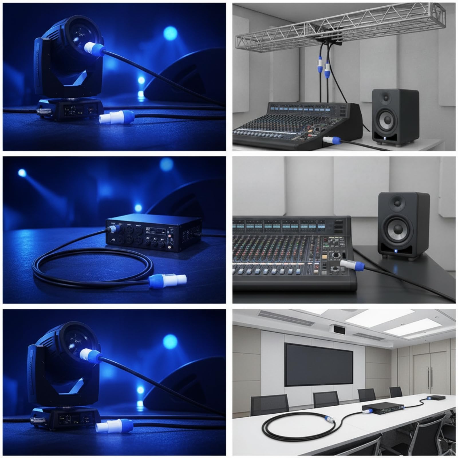 Qianly Bühnenstromkabel Steckbar Netzkabel mit abnehmbaren Steckern Flexibel Gerätekabel mit Stecker für Veranstaltungstechniker, Konzert
