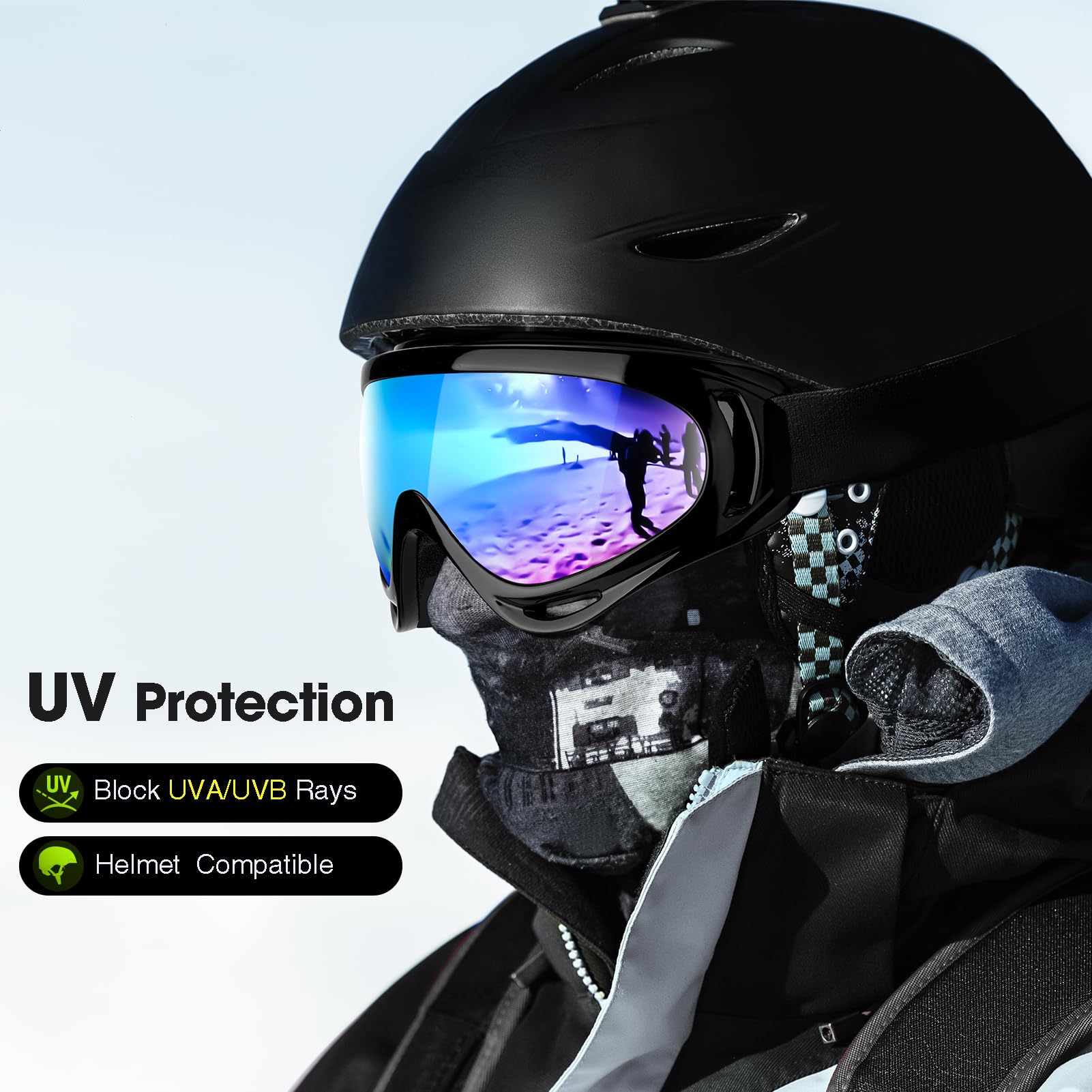 Braylin 2-pak gogle narciarskie, gogle snowboardowe dla mężczyzn, kobiet, młodzieży, dzieci, chłopców lub dziewcząt, gogle do skuterów śnieżnych