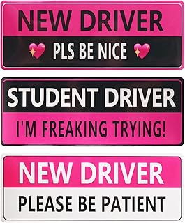 3PCS Student Driver Magnet for Car with Reflective Design,Funny Student Driver Sticker Magnet for Car to Alert Other Drivers,Reusable New Drivers Sticker Magnets for Cars (New Driver 2)