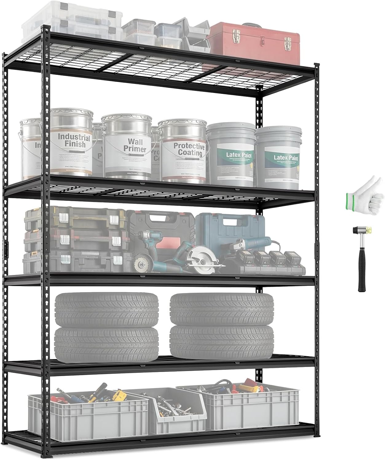 Estantería VEVOR 5 niveles 2000 lbs Negra 60x24x78 pulg