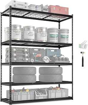 VEVOR Storage Shelving Unit 5-Tier Adjustable 2000 lbs Capacity 60x24x78