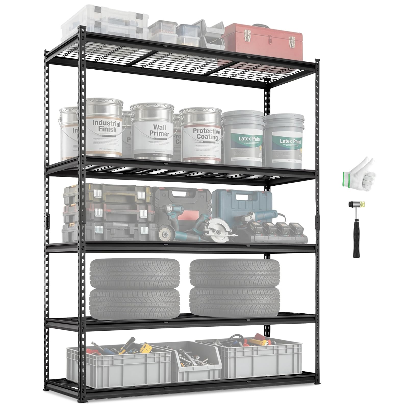 Photo 1 of VEVOR 5-Tier Storage Shelving Unit 2000 lbs Capacity 60"x24"x78"