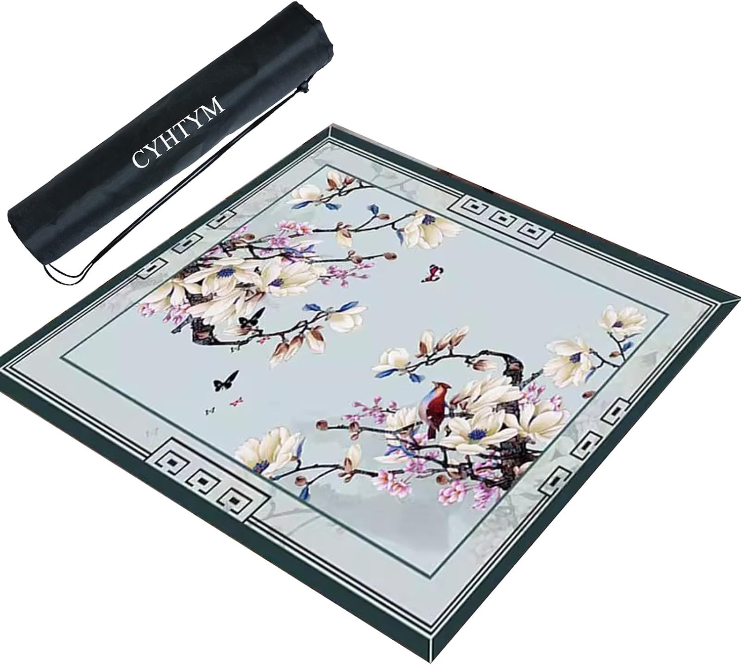 Chinese Style Square Large Mahjong Mat, Soft Table Mat with Storage Bag(70CM/27.5")