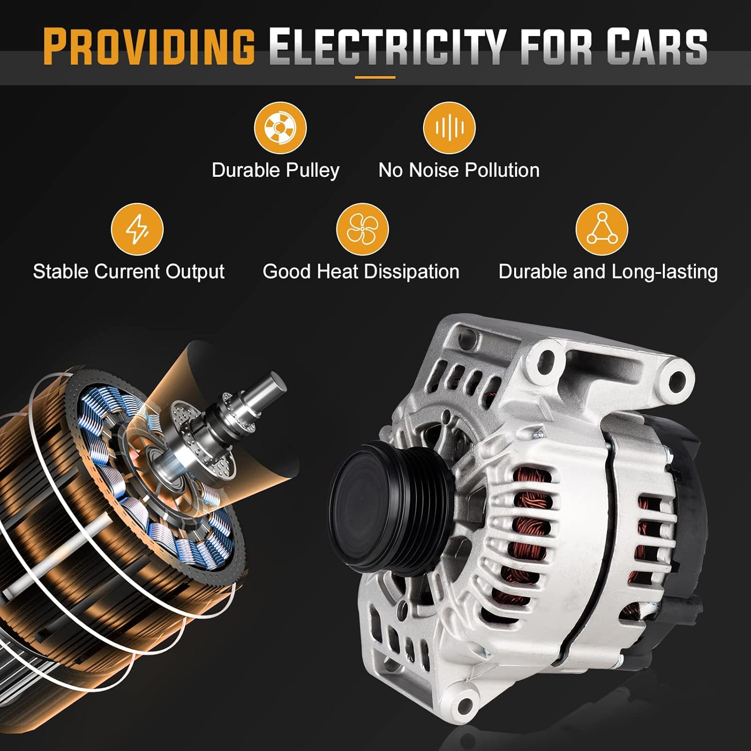 New Alternator 2.2 2.2L DOHC for Chevrolet Malibu 2004-2005, Classic 04-05, Cavalier 02-05, for Saturn Vue 2002-2007, Ion 03-07, for Pontiac Sunfire 02-05, Grand Am 02-04, for Oldsmobile Alero 02-04