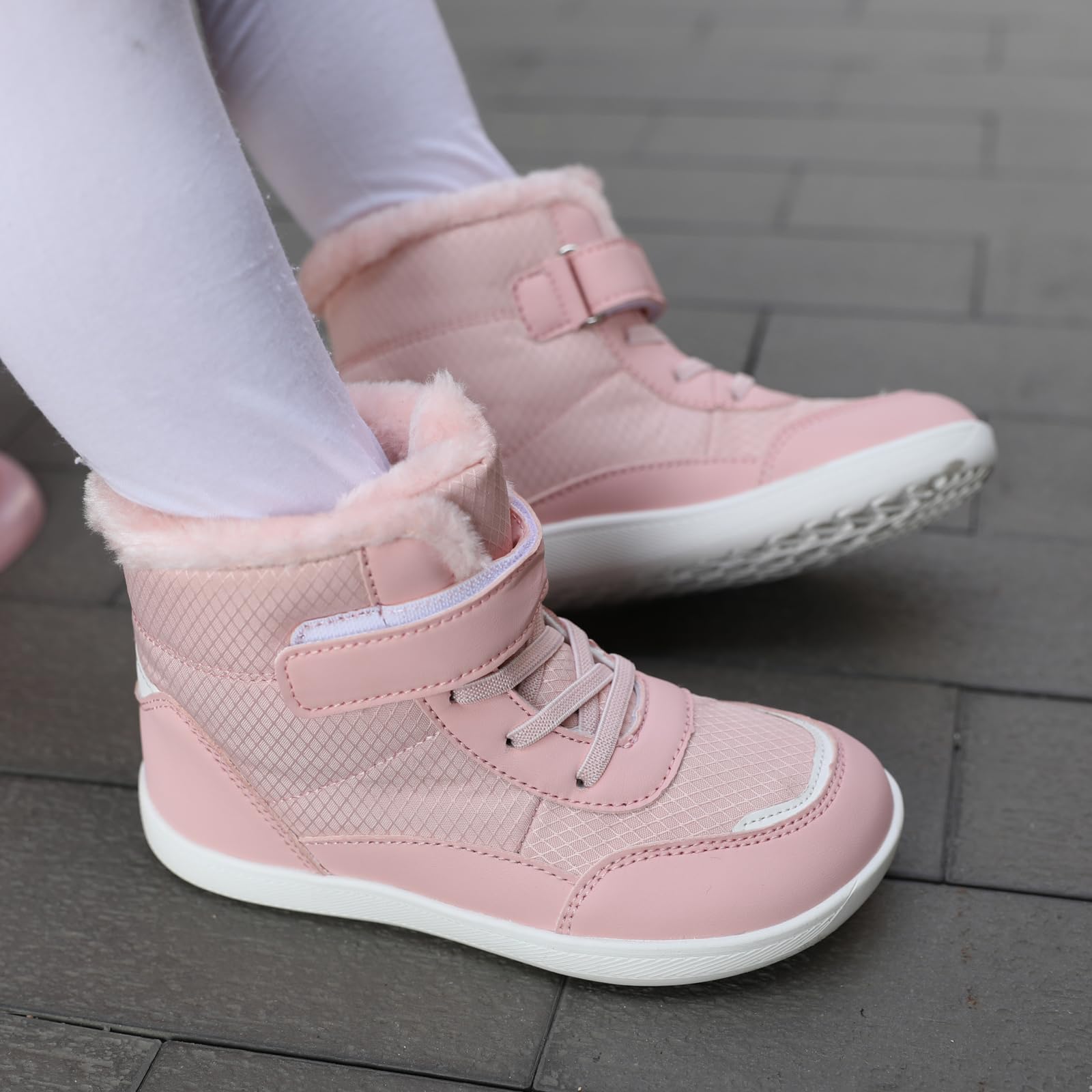 Stivali da Neve Ragazzi Ragazze Scarpe Invernali per Bambini Leggero, Antiscivolo e Caldo Barefoot Scarpe, Rosa, 30