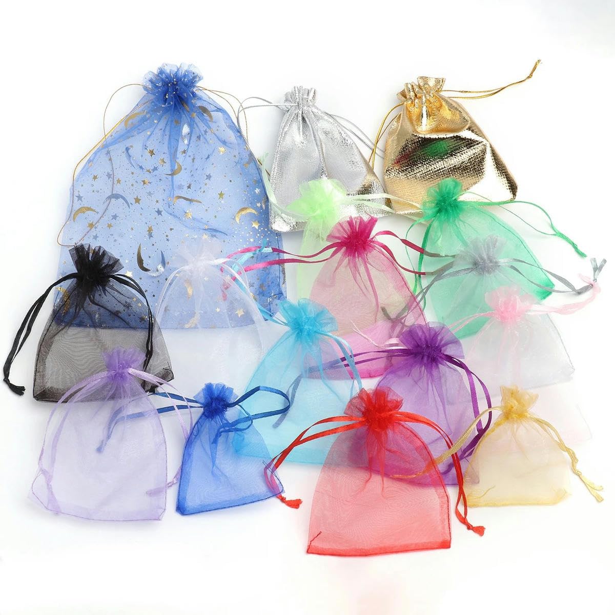 50 sztuk 7x9 9x12 10x15 Organza Torby Opakowania Biżuterii Rzemiosło Zaręczyny Wesele Dekoracja Ściągacz Woreczki
