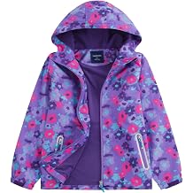 M2C Girls Outdoor Floral Fleece Lined Light Windproof Jacket with Hood