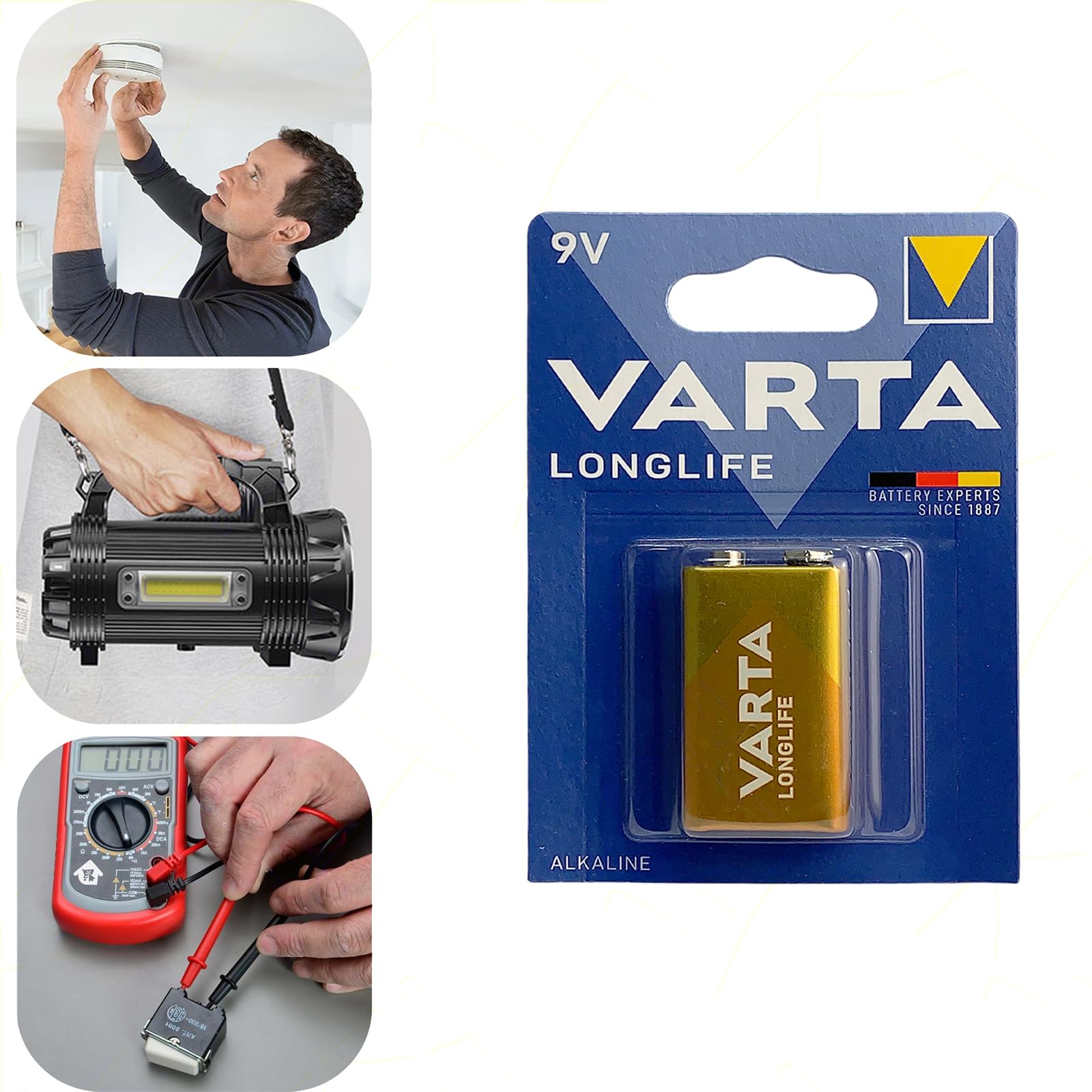 Batería para transistor Varta 9 V PP3 6LR61 Longlife Power Alcaline | 4 paquetes 1 unidad | Potentes y duraderas para dispositivos energéticos | para mandos a distancia, detectores de humo y
