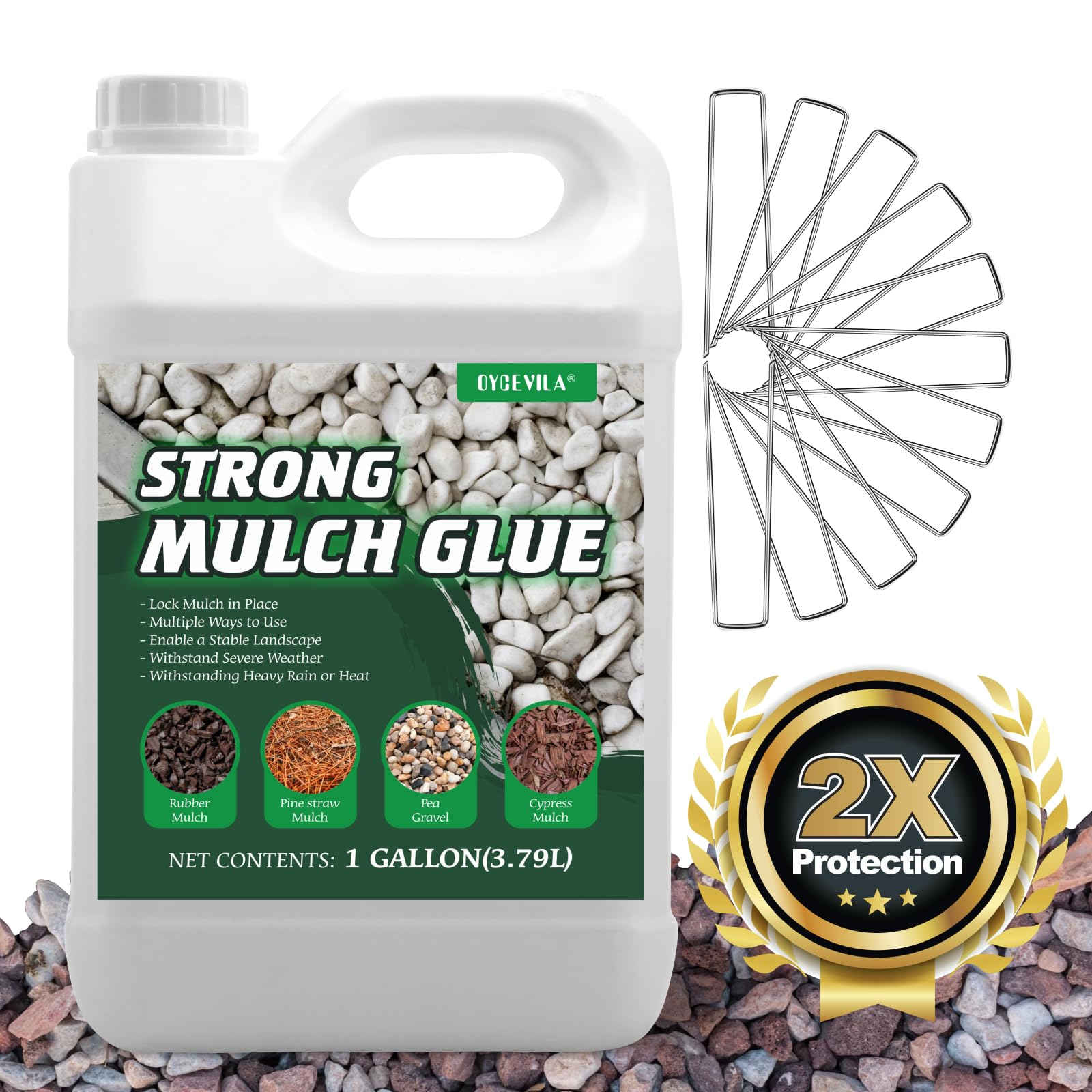 Buy 1 Gallon Quick Dry Mulch Gravel Binder Glue, Clear Mulch Glue