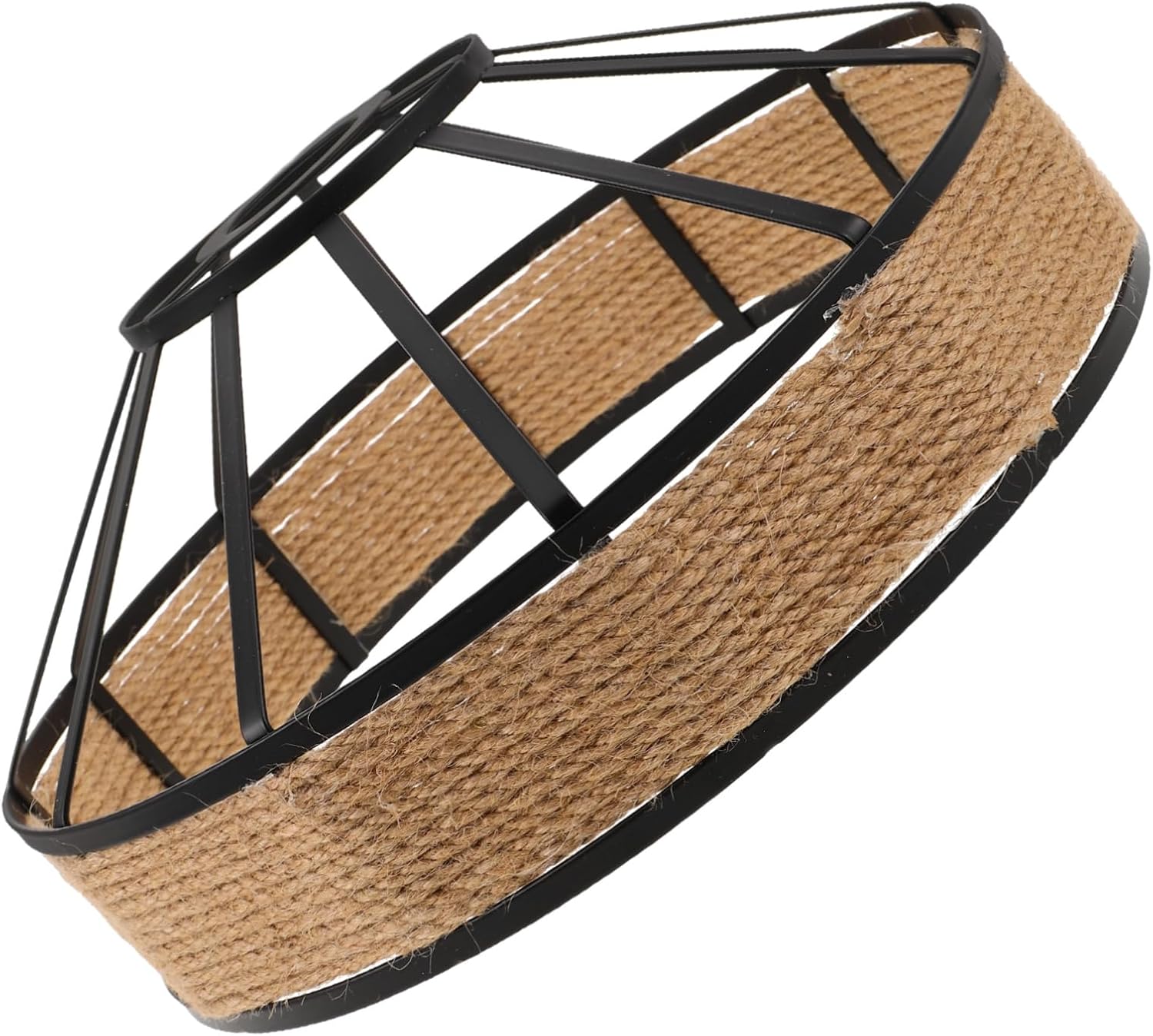 Luxshiny Small Woven Lampshade: Retro Ceiling Light Rope Weave Lampshade - Vintage Industrial Lamp Bulb Cage for Bars Hotpot Restaurant Home Dining Areas