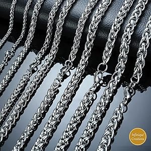 Amazon.com: Stainless Steel Silver Wheat Braided Chain by