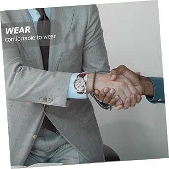 Men's Mechanical Wrist Watch Hand-wind Openwork Round Dial Durable Stainless Steel Silver Dial Brown Band Comfort Fit