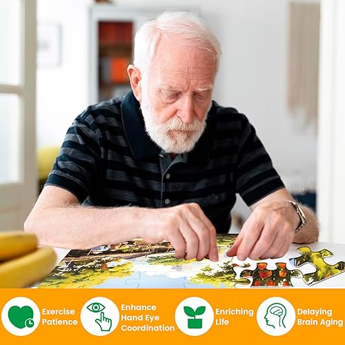 Miniatura 4 de Rompecabezas de madera de 24 piezas grandes para personas mayores, productos y actividades para personas mayores con demencia, Alzheimer,