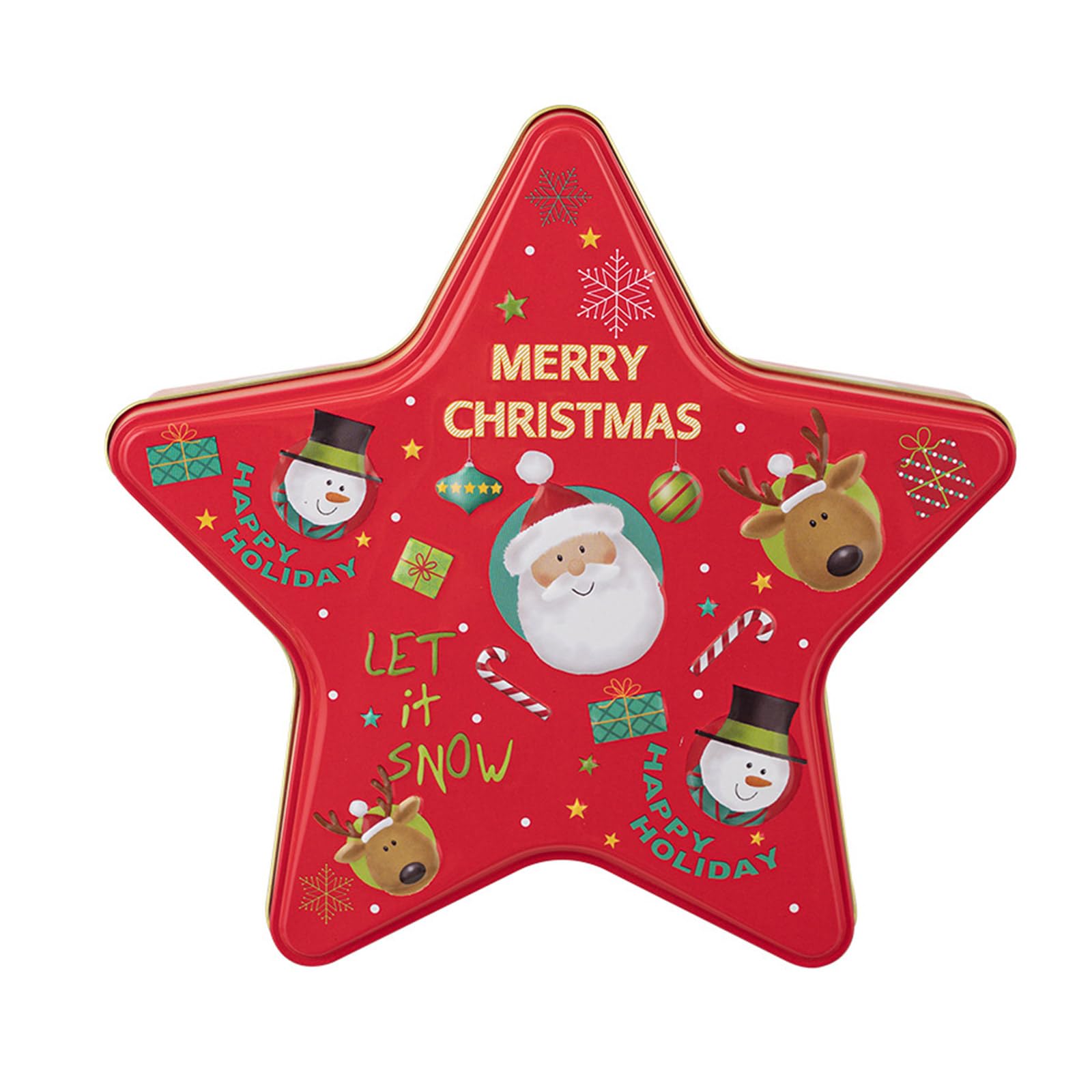Fazvncv Christmas Tinplate Star Shape Storage Box Elegant Christmas Star Tin Container Box Suitable For Home Or School Setting