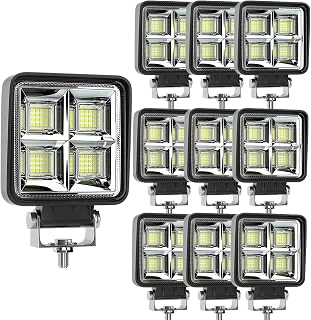 4 Inch LED Light Pods, 114W Square Tractor Work Lights, Flood Beam Driving Lights for Truck Off Road Vehicles Equipment Boat UTV ATV Golf Cart (10pcs-114W)