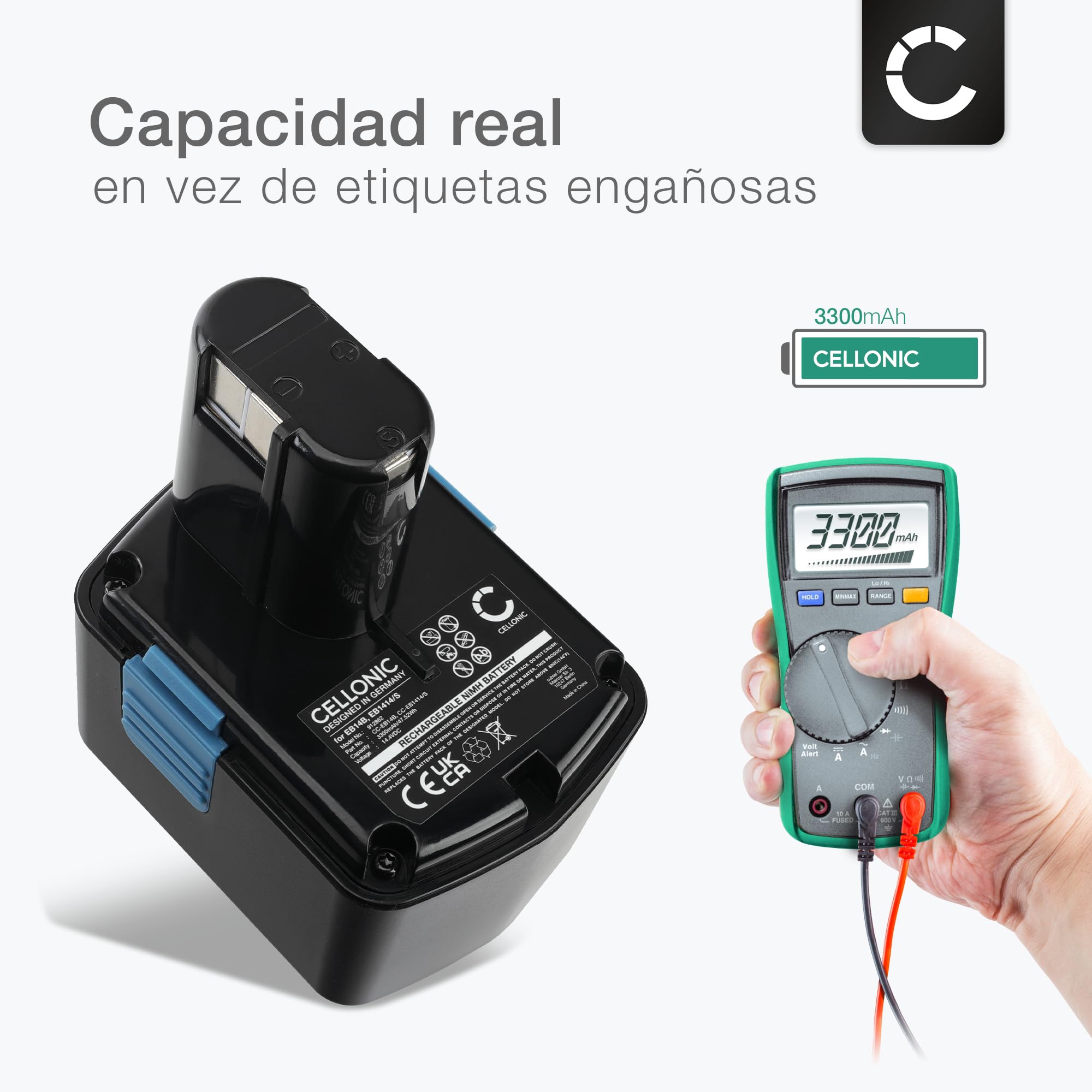 CELLONIC 1x Batería Compatible con Hitachi 315128, 315130, 324367 | 1x, (3300mAh-14.4V-NiMH), Herramienta Batería, para Hitachi 319104, 319933, 315129, UB 18DL, DH 14DL, UB 18D, DS 14DMR, C-2