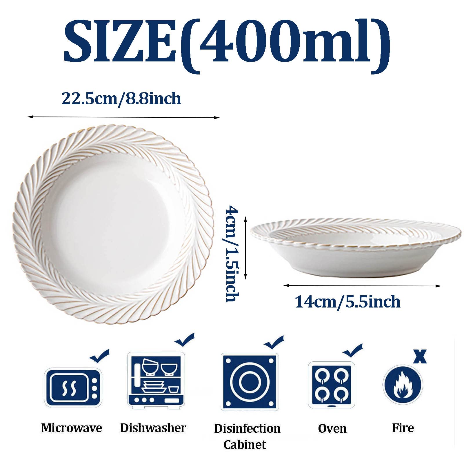 Conjunto de tazón de Ramen Blanco de 2, 400 ml con Estilo Ramen tazón Ramen Fideos Cuenco cerámico japonés Ramen Cuencos para Fideos Pho Soup