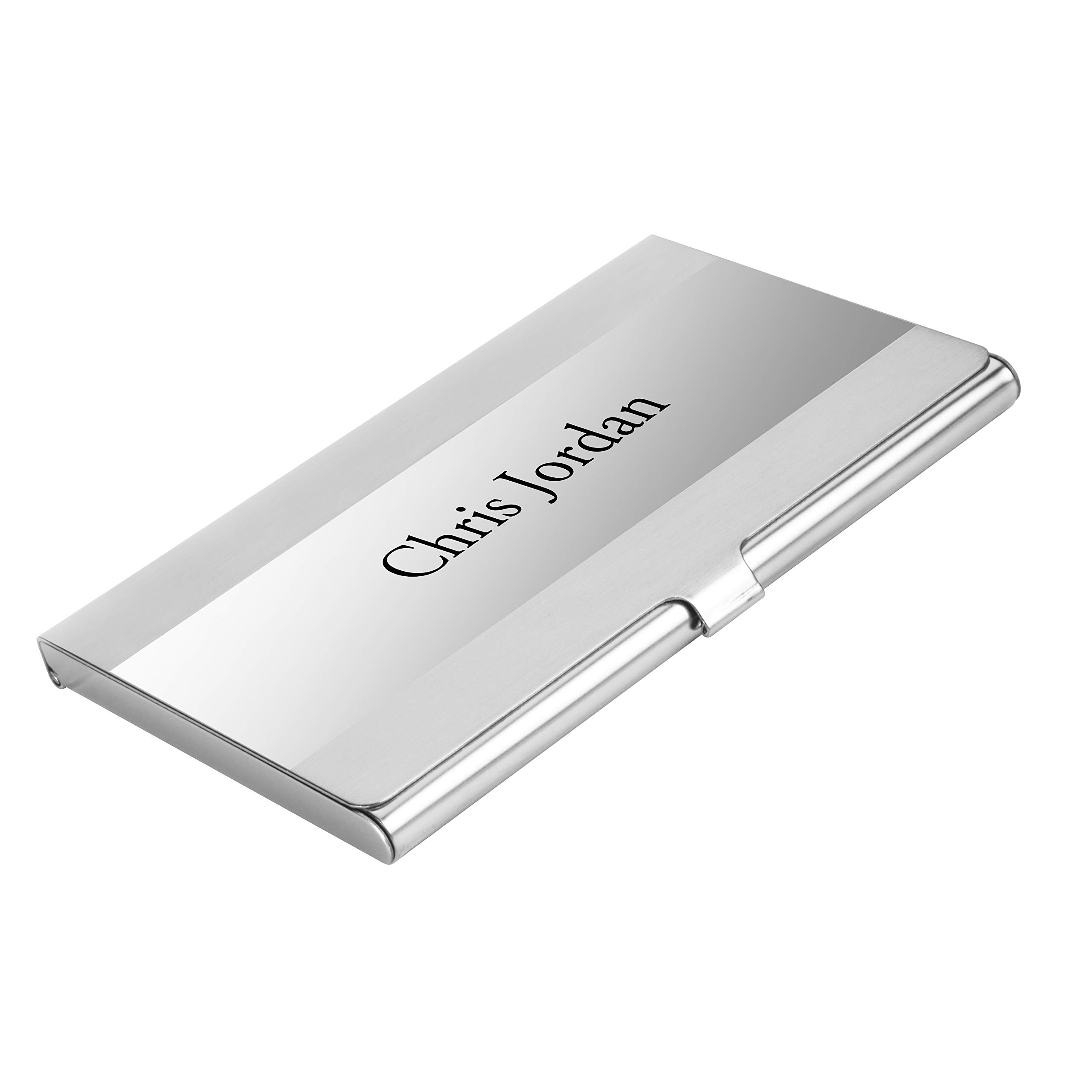 Personalized Stainless Steel Business Card Case Holder Engraved with Your Custom Text (#4)