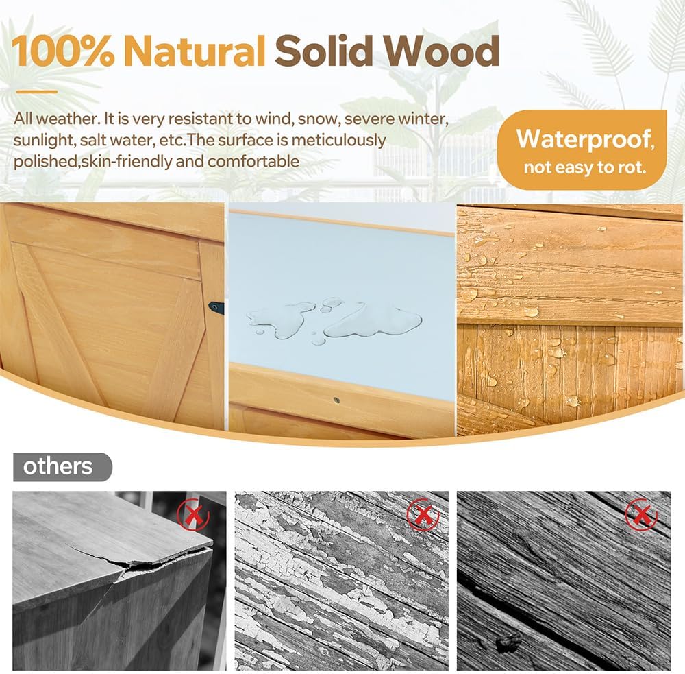 Potting Bench with Storage Cabinet and Metal Table Top for Outdoor Patio,Outdoor Work Station Table (Natural)