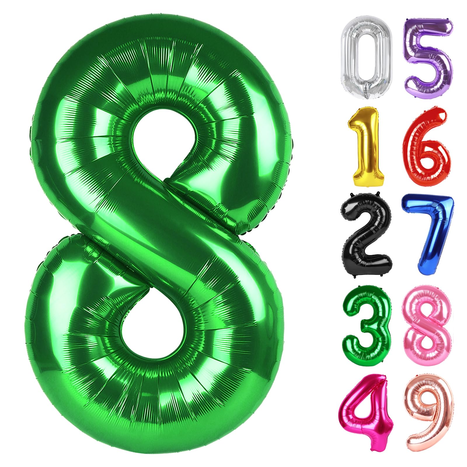 Green Number 8 Balloon 40 Inch, 8th Birthday Party Decorations Men Women
