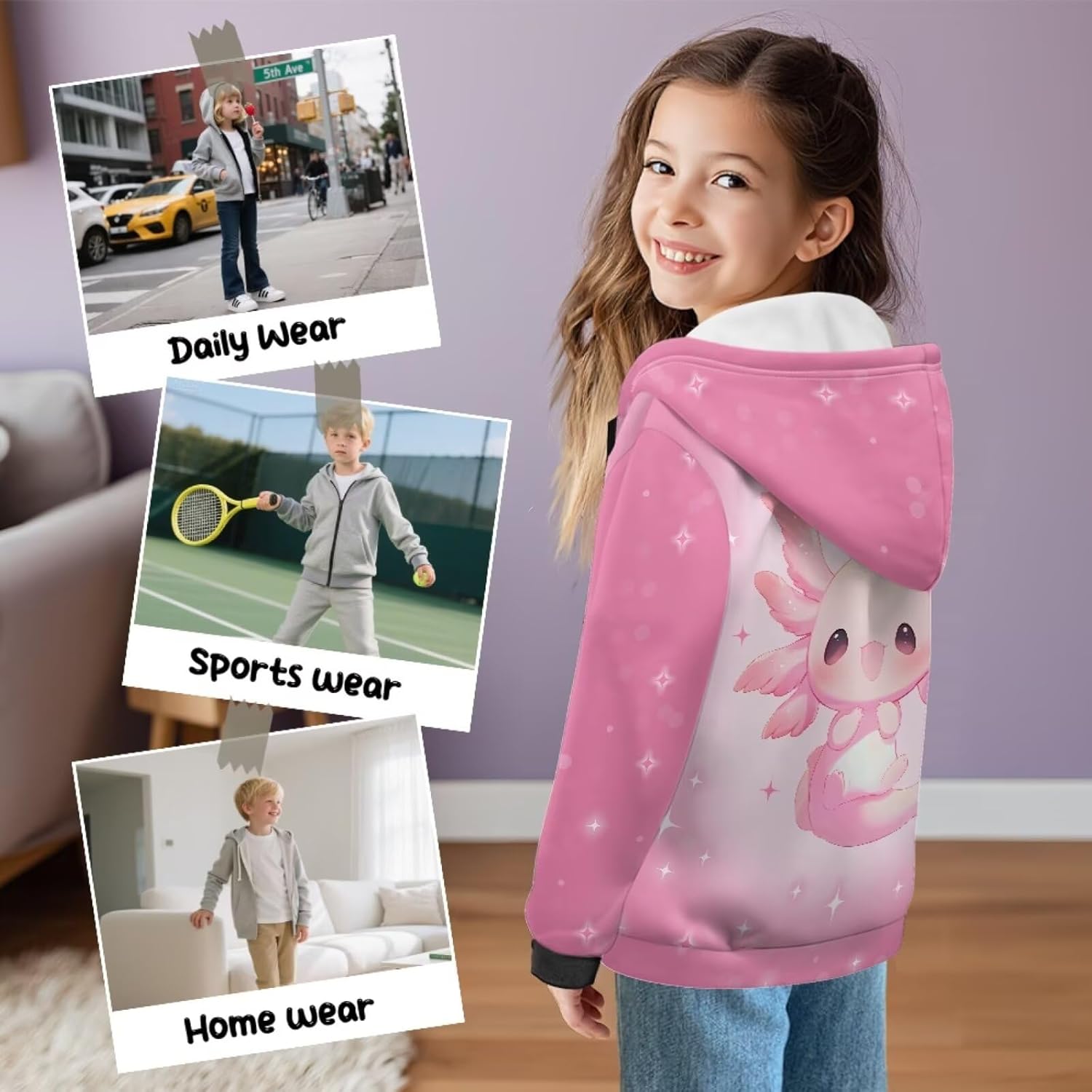 Girl Hoodies Cartoon Lightweight Hooded Pullover Sweatshirt for Kids Boys Girls Activewear Students Classic
