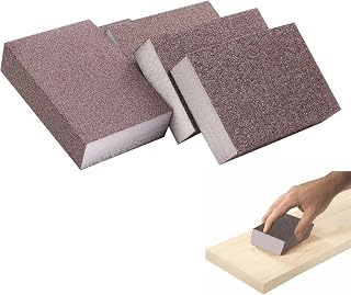 Esponjas de Lijado, Esponja de Lija, 5 Piezas Esponja Abrasiva, Esponja Abrasiva Fino , Seco Y Mojado, Bloques De Lijado Y Kit Reutilizable para Madera Plástico, Decorar Metal Cocina Muebles