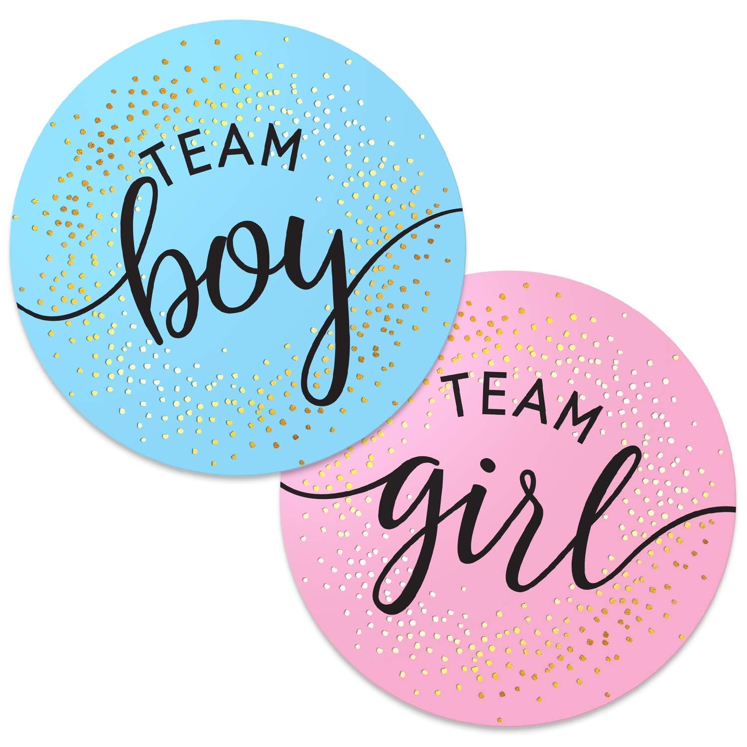 Lahviuu Gender Reveal Stickers,120 Pcs Baby Shower Sticker with Black Letter Team Boy and Team Girl - Image 2