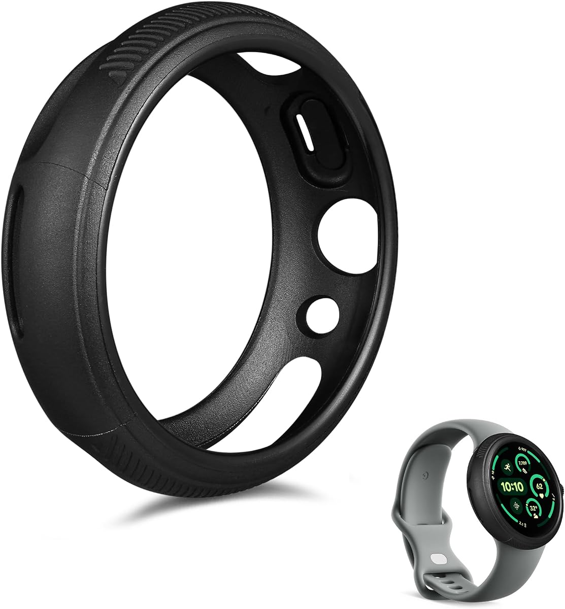 Wasserstein Protective Case Made for Google Pixel Watch 3 (45mm) - Ultra-Thin, Snap-On Rubber Case - NOT Compatible with Google Pixel Watch 3 (41mm), Pixel Watch 2 & Pixel Watch (1st gen) - Black