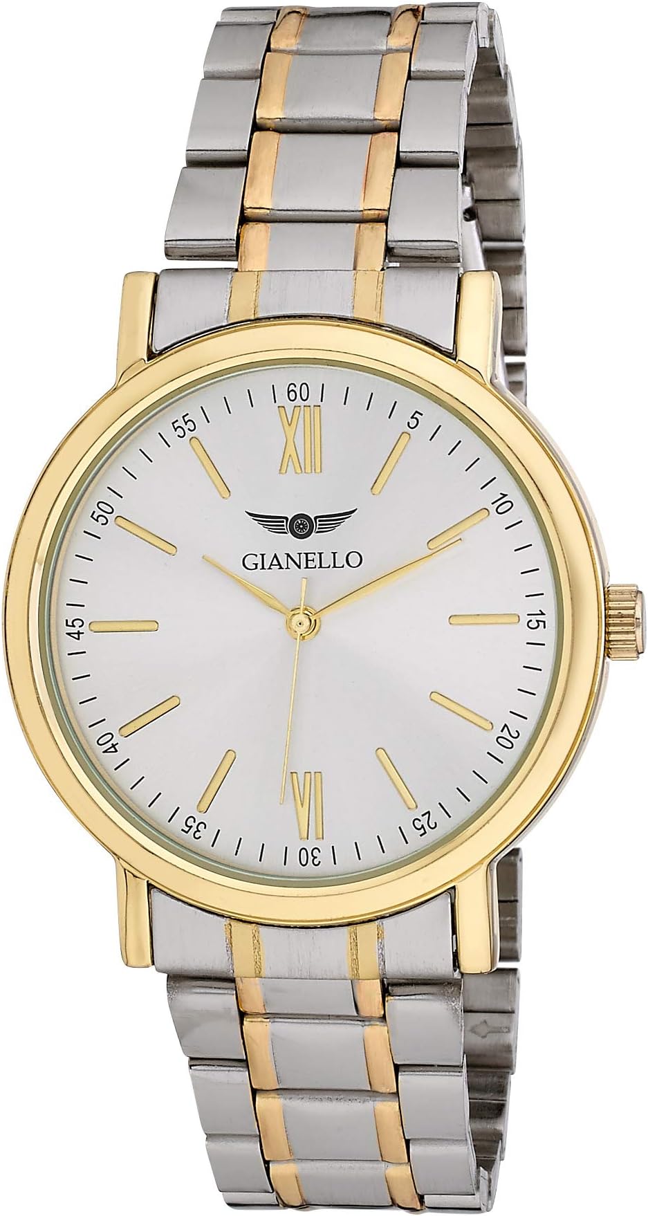 Gianello Mens GNL7740SYG Roman Numeral Two-Toned Gold Link Watch