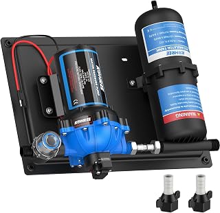Kohree RV Water Pump 12V DC 7GPM 70PSI and 1L 125PSI Pre-Pressurized Accumulator Tank, Quiet RV Water Pump and Accumulator Tank System for RV Camping, Boat, Kitchen, Bathroom