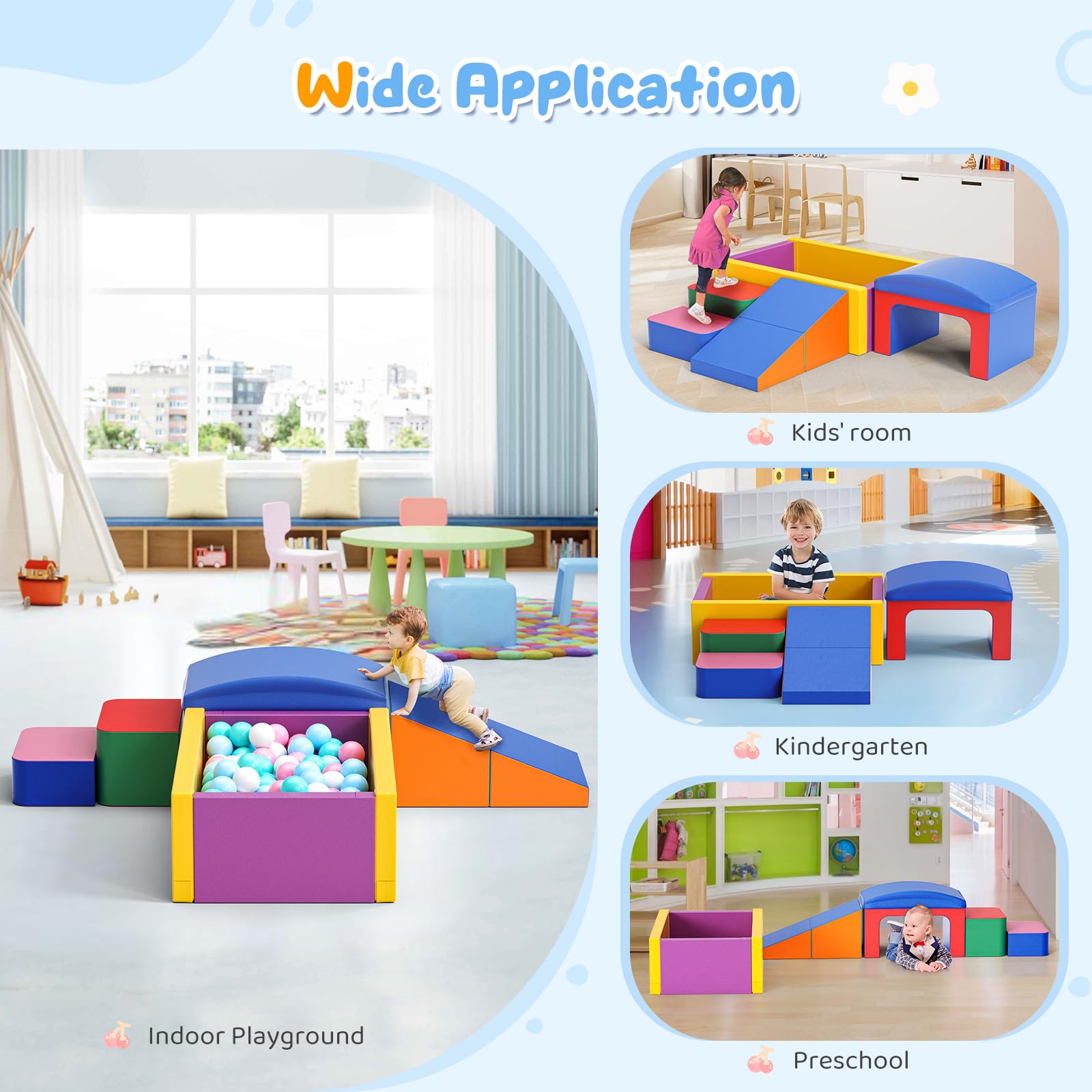 Lischwert Schaumstoff Bausteine Kinder Softbausteine Klettern Riesenbausteine Motorik Großbausteine Kinder Montessori Spielzeug, Waschbare Hülle für Indoor-Spaß, Baby Soft Playset (JM-Bällebad-Farbe)