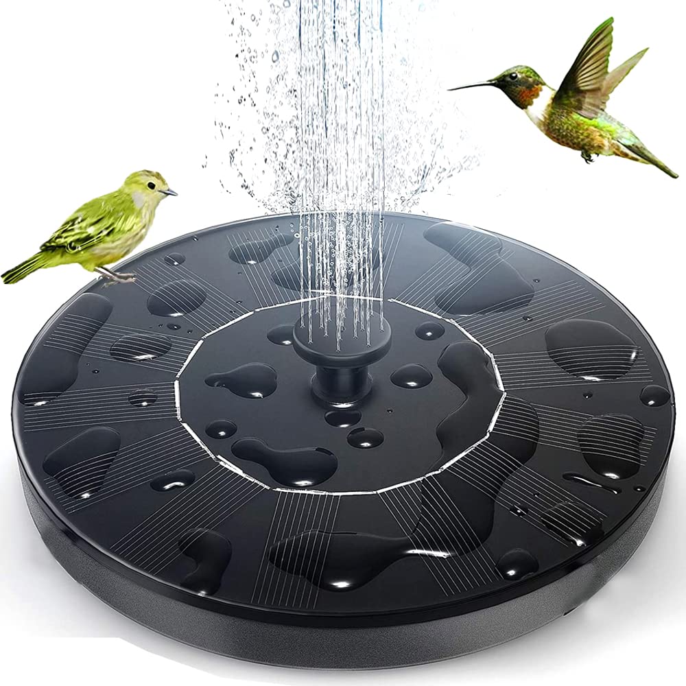 Solar Bird Bath Fountains, 1.4W Solar Powered Bionic Water Spitters Fountains Pump with 6 Nozzles for Garden, Bird Bath, Swimming Pool, Fish Pond Outdoor