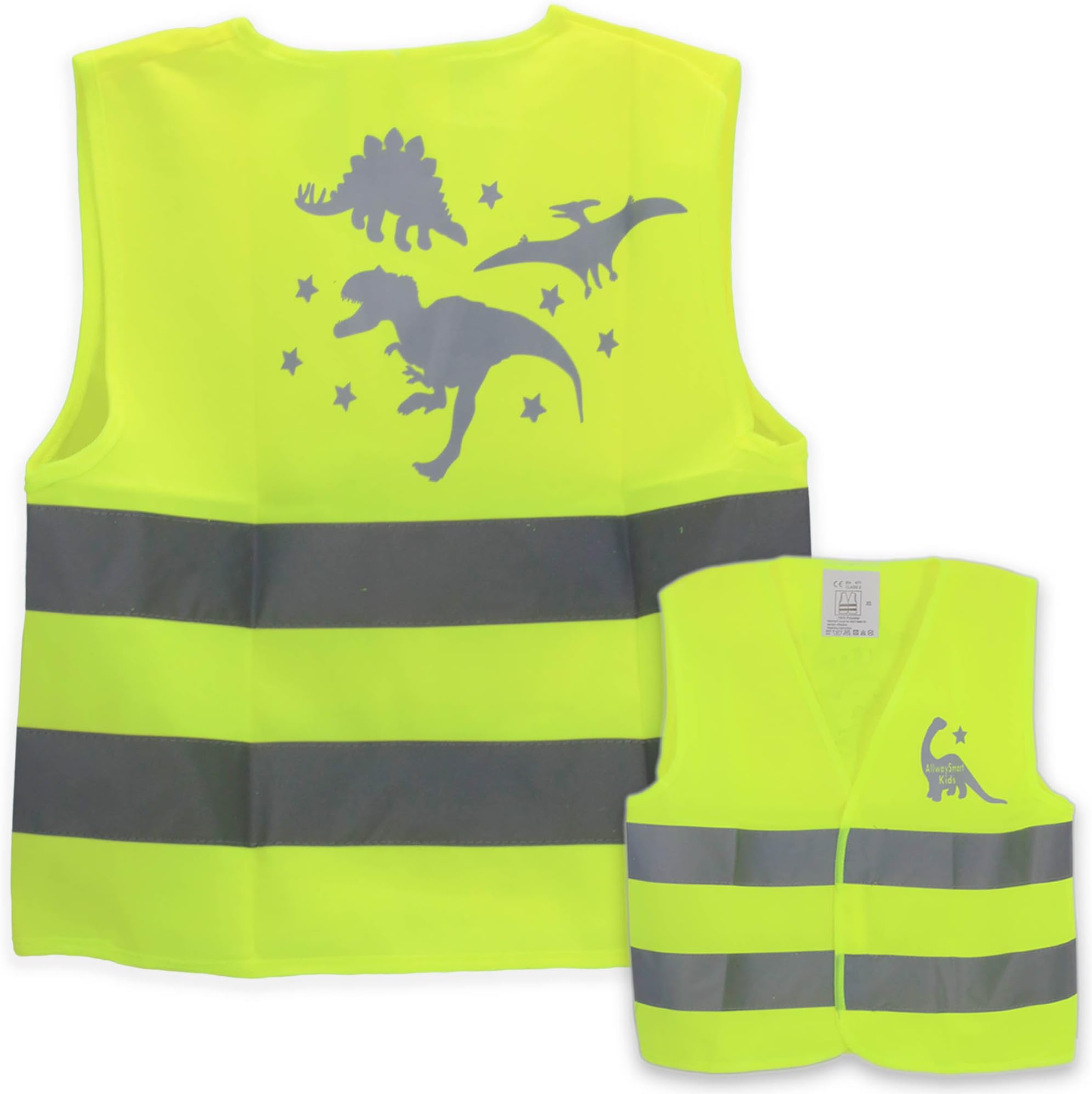 Small kids safety vests high visibility with reflective Dinos for scooter riding or construction party costume