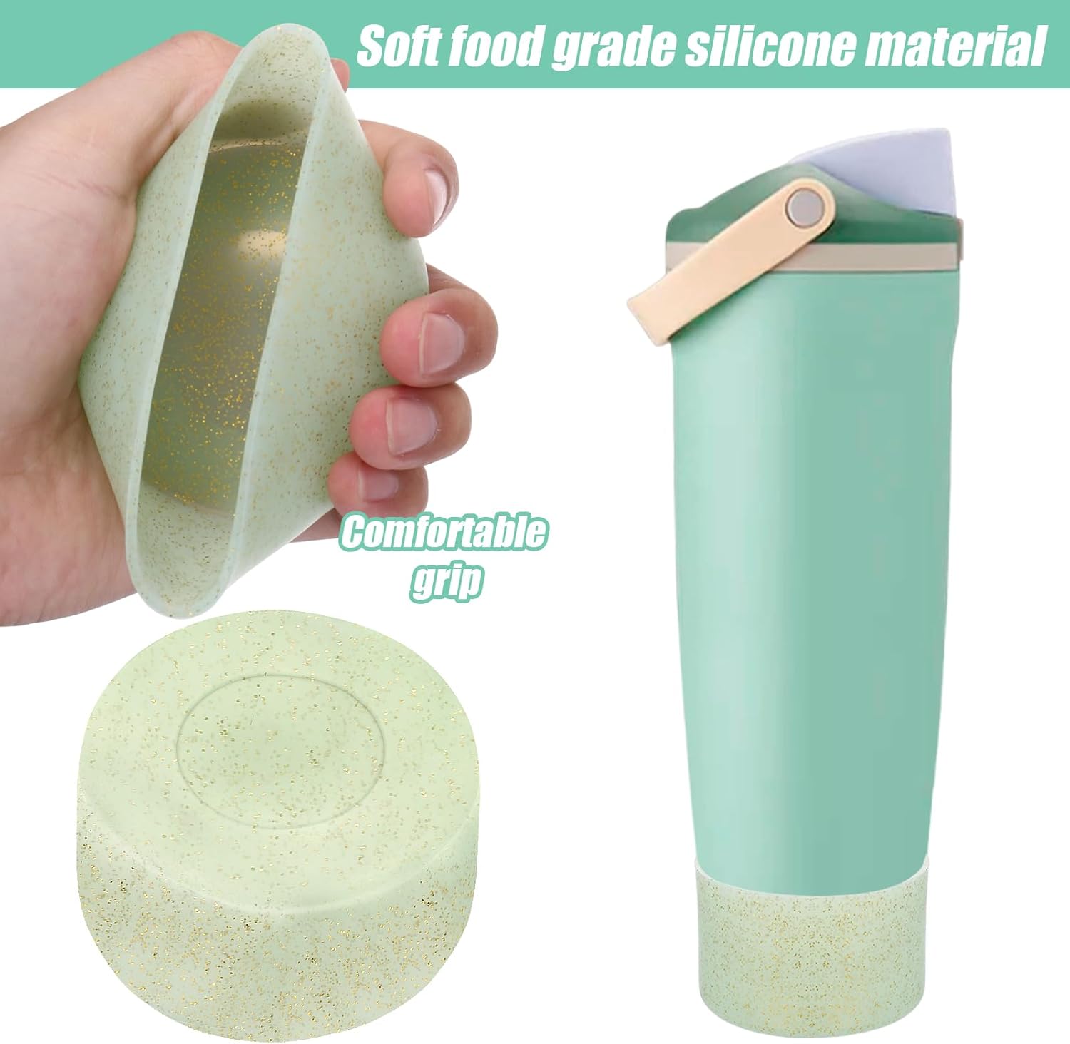 Mity rain 2PCS Protective Silicone Boots for Owala 30oz & 40oz FreeSip Sway Bottles & Tumblers - Decorate, Dust-Hiding, Enhances Stability & Prevents Scratches (Green)