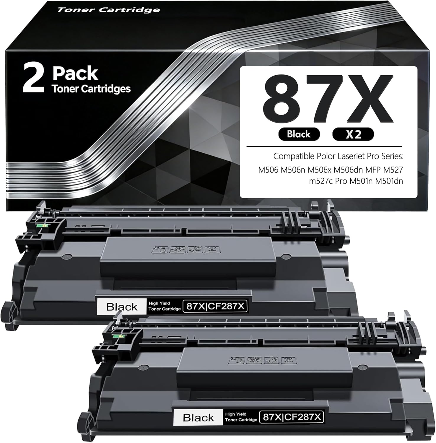 87X High Yield Black Toner Cartridge 2Pack Replacement for HP 87X 87A CF287X CF287A LaserJet Enterprise M506 M506dh M506dn M506n M506x Pro M501 M501dn M501n MFP M527c M527z M527f M527dn Printer