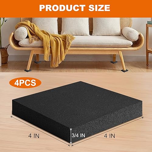 Miniatura 2 de Storystore 4 hojas acolchadas de espuma  Hoja de espuma de celda cerrada negra de 4 x 4 x 34 pulgadas con adhesivo, neopreno antideslizante,