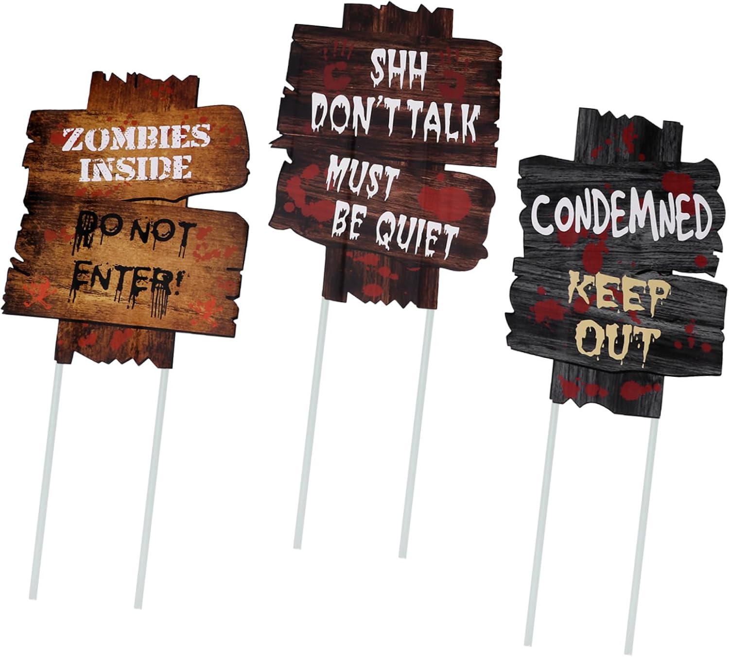Operitacx Halloween Lawn Signs 3pcs with Stakes, Outdoor Halloween Yard Signs for Party Supplies, Street Advertising Board Decorations for Garden and Lawn