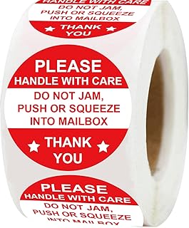 2 Inch Red Do Not Jam, Push or Squeeze into Mailbox Fragile Labels for Shipping Mailing Envelops Jewelry Bags Cartons Pall...