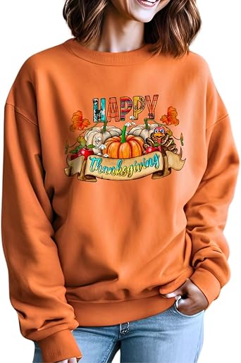 Tegoprints Happy Thanksgiving Sweatshirt for Men and Women