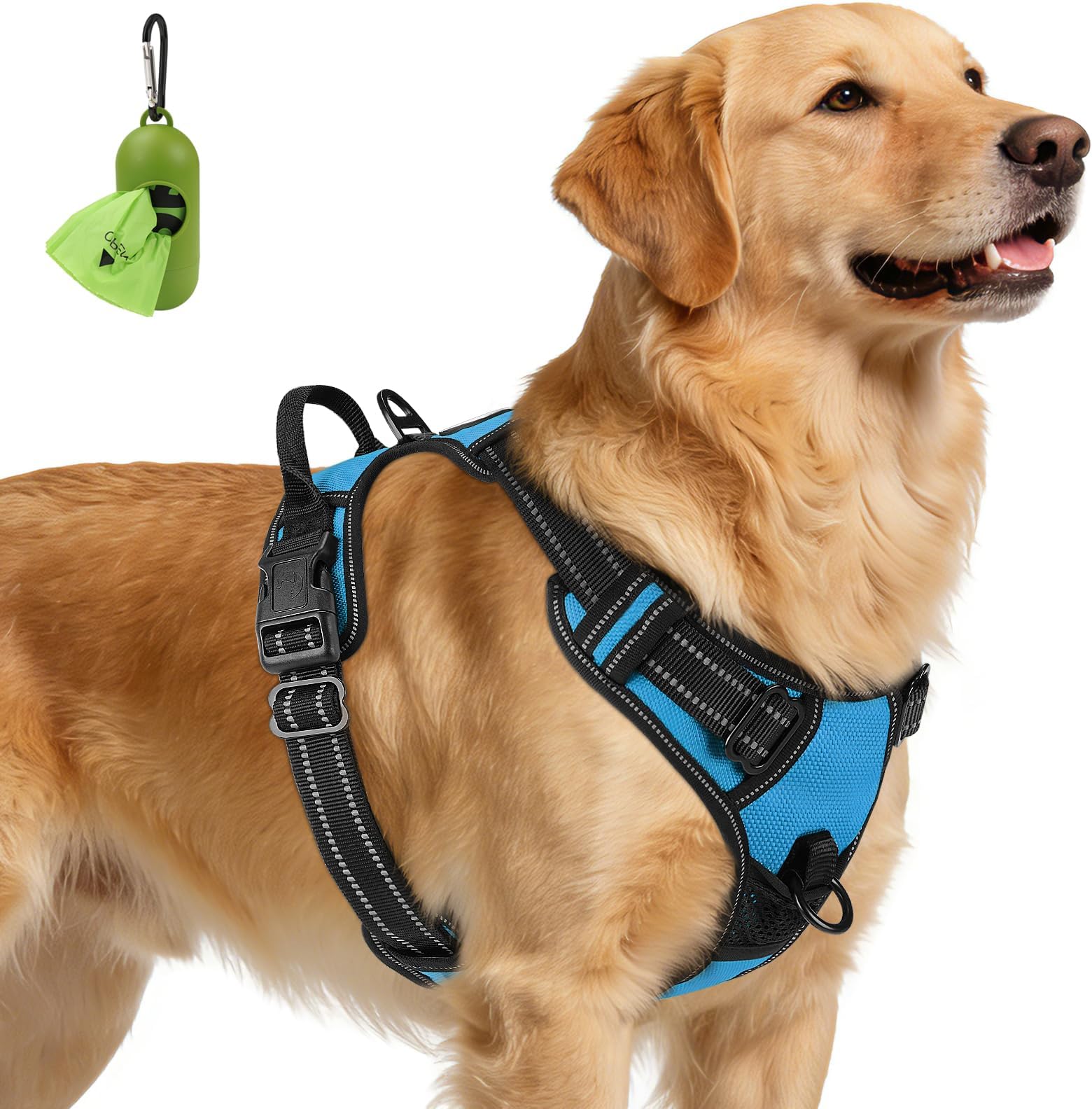 Joytale No Pull Dog Harness for Extra Large Dogs, Reflective Pet Vest with Front Clip, Adjustable Soft Padded Harnesses with Easy Control Handle for Training and Walking, Sky Blue, XL
