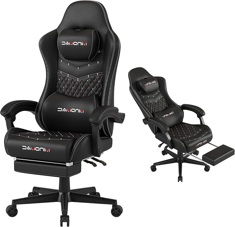 MINOMAC Big and Tall Gaming Chair 400lbs with Footrest 155° Recline Ergonomic Office Seat