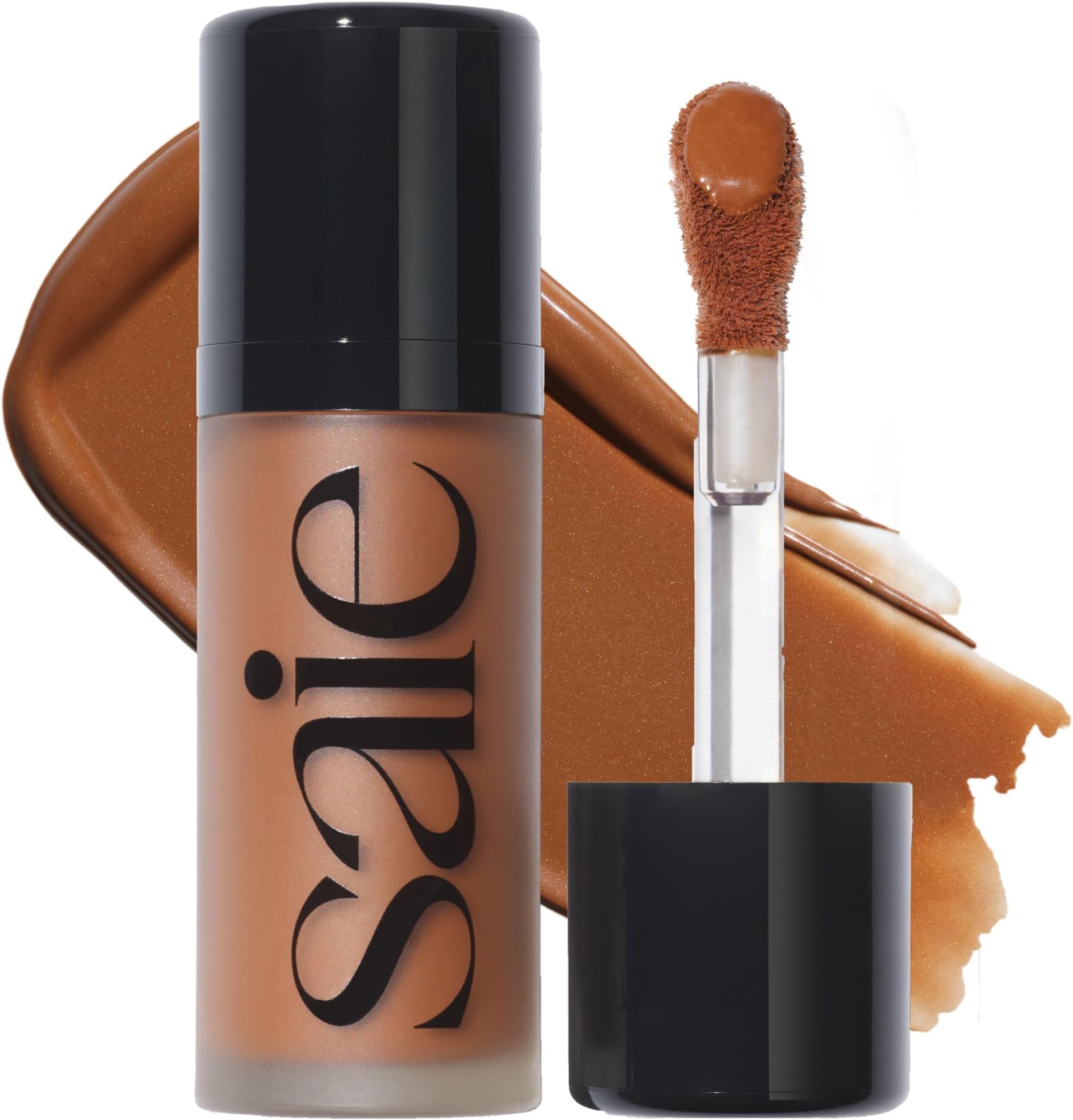 Saie Dew Bronze - Hydrating Liquid Bronzer Stick For a Sun Kissed Glow - Liquid Contour Stick Infused with Nourishing Skin Care Ingredients - Sculpted Face Makeup Essential - Swim (0.4 oz)