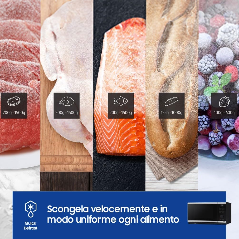Samsung Forno a Microonde Cottura Essenziale MS23DG4504ATE, Home Dessert, Quick Defrost, Capacità: 23L, Colore: Nero, LxAxP: 48,9 x 27,5 x 37,7