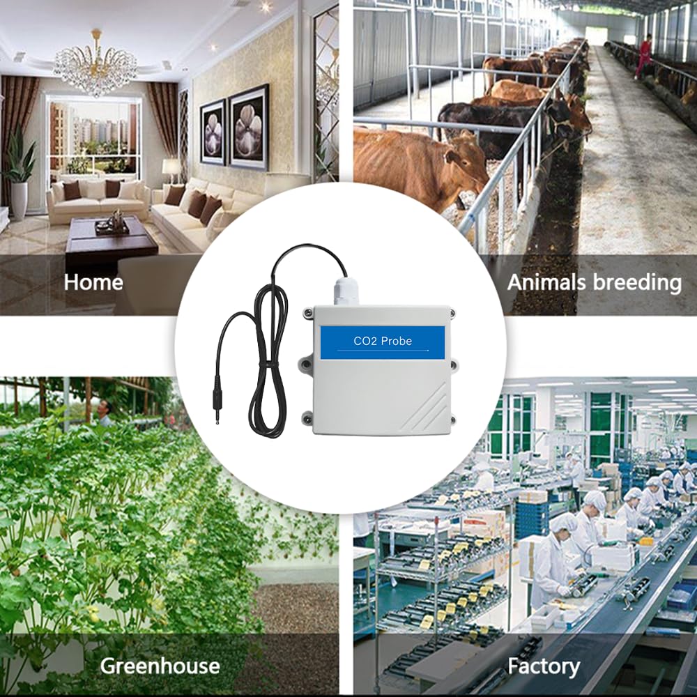 Ubibot Monitor de CO2, sonda de calidad del aire interior, dióxido de carbono 9999 ppm, detector de CO2 de invernadero, (funciona con enchufe inteligente UbiBot)