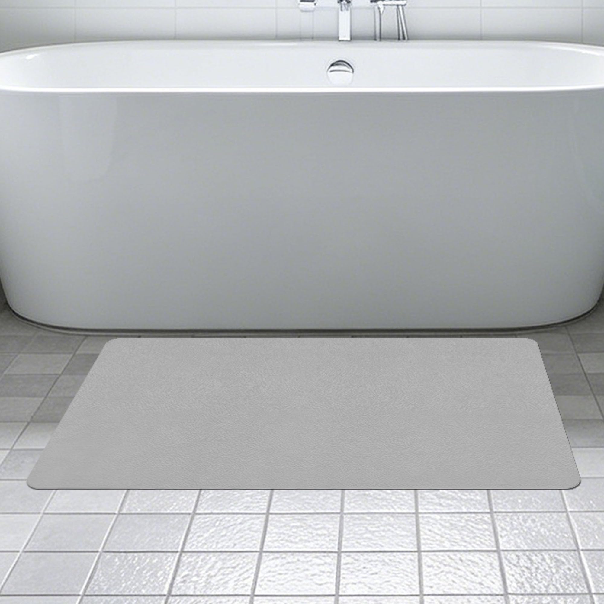 Badematte rutschfest 50 x 108 cm Schnell Trocknend rutschfeste Badematte aus Kieselgur Pflegeleicht für Dusche, Badewannen Und Badezimmer, Hellgrau