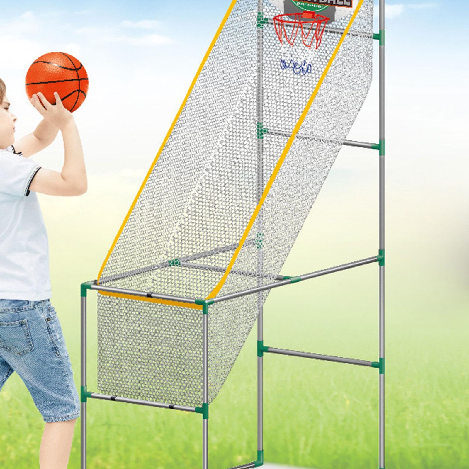 Gioco di Basket Arcade per Bambini, Giocattolo Sportivo, Canestro Rimovibile con Palline, per Ragazzi E Ragazze, Facile da Montare, Attivo, con 6 Palle, 1.53 M