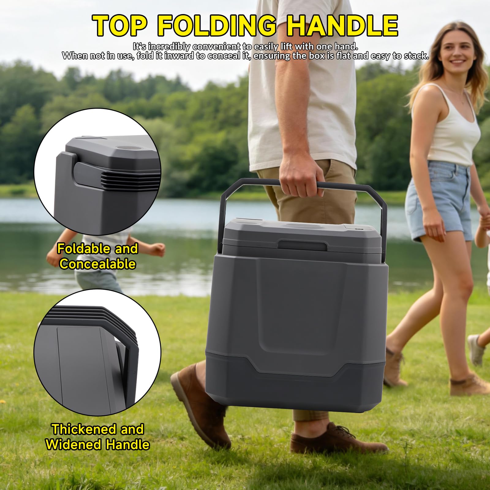 Elektrische Kühlbox 33L – Mini-Kühlschrank 12/230 V, kühlt & wärmt (bis 65°C), ECO-Modus, für Auto, Camping und Reisen
